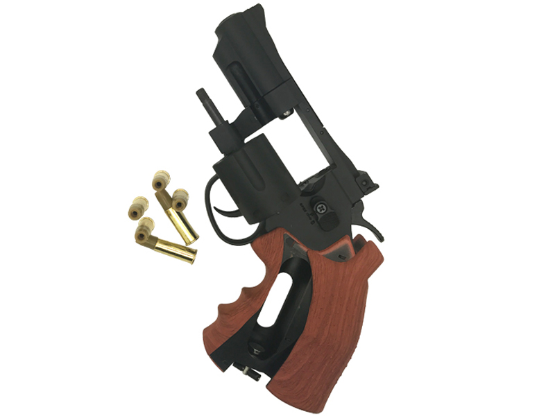 Huntex 2.5″ Co2 Revolver (4.5mm-BK-Wood Grip)