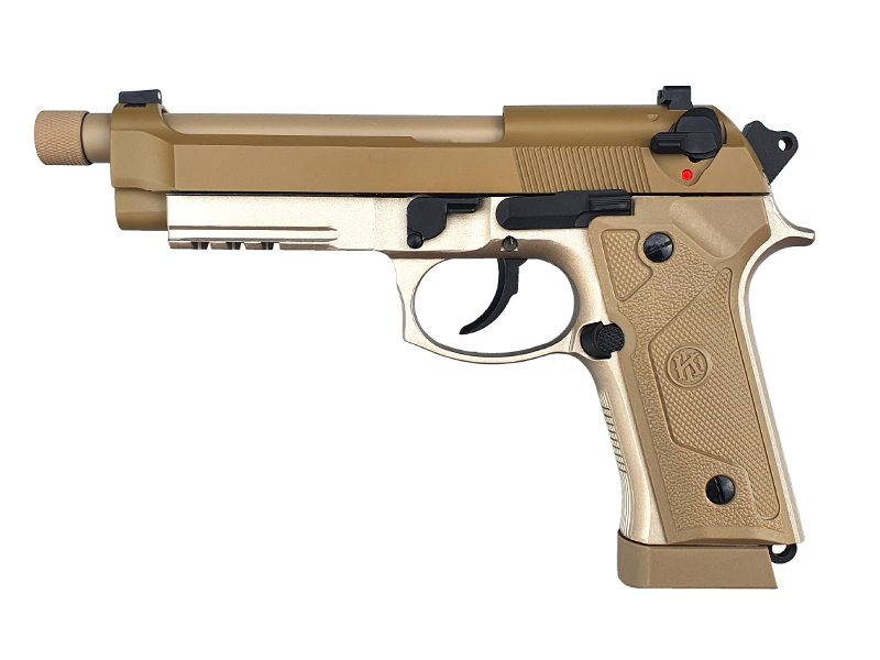 KLI M92 Co2 Blowback Pistol with Compensator and Rail (4.5mm/.177 – Tan)