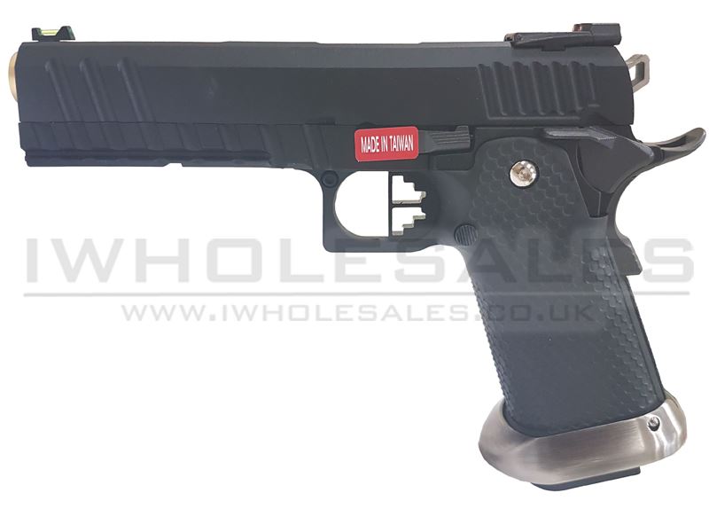 (Archived) Armorer Works Custom Black Ace Hi-Capa Co2 Blowback (Full Black Slide – Black Frame – Black Barrel – AG-HX2003 – 4.5mm)